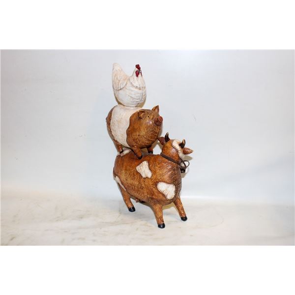CERAMIC COW, PIG & CHICKEN HOME DECOR, 12" HIGH