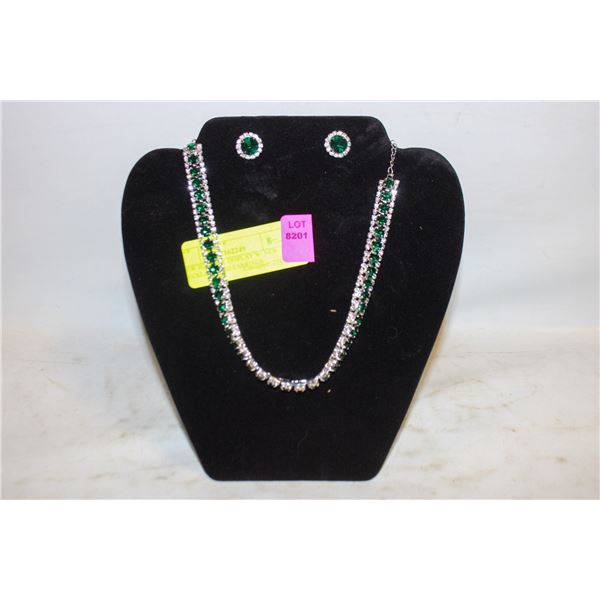 NEW JEWELRY DISPLAY W/ NEW NECKLACE AND EARRINGS