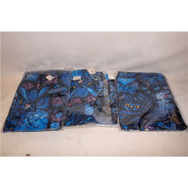 4 NEW WOMENS LARGE LEGGINGS, OWLS & PINK
