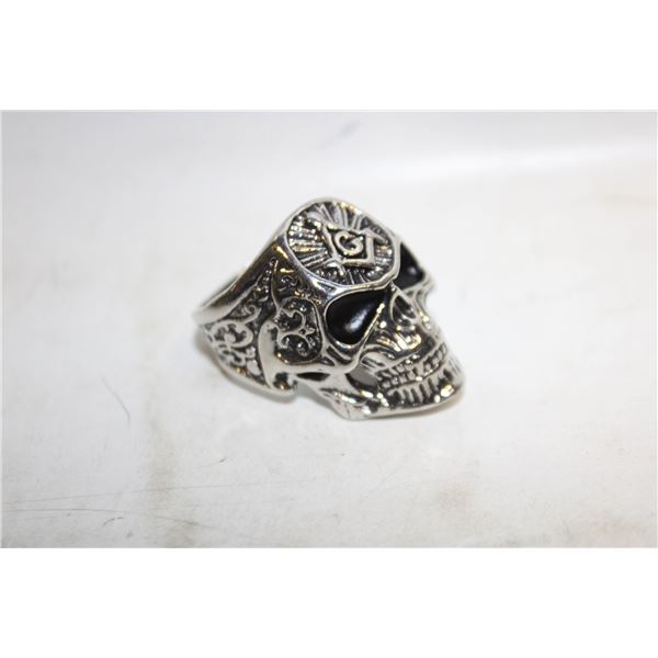 NEW HEAVY  FREEMASON  SKULL HEAD RINGS BIKER SZ12