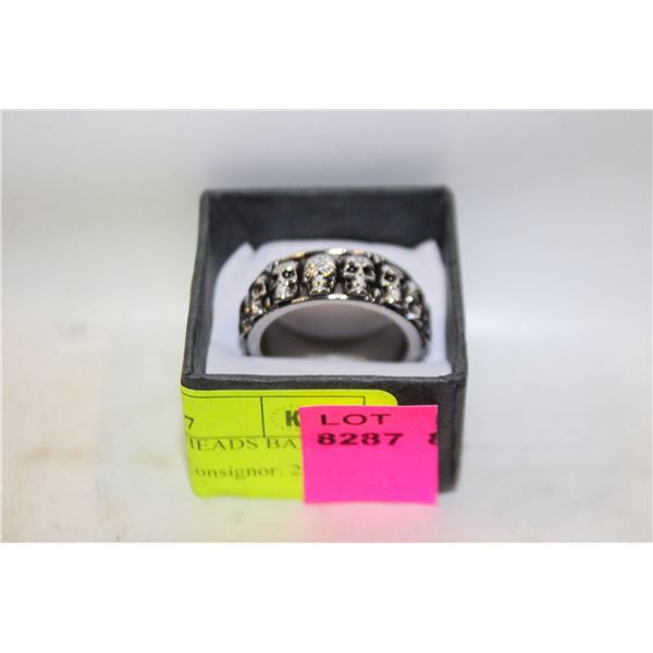 NEW HEAVY SKULL HEADS BAND SZ12