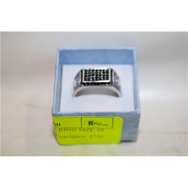 NEW BLACK STONES RING SIZE 10