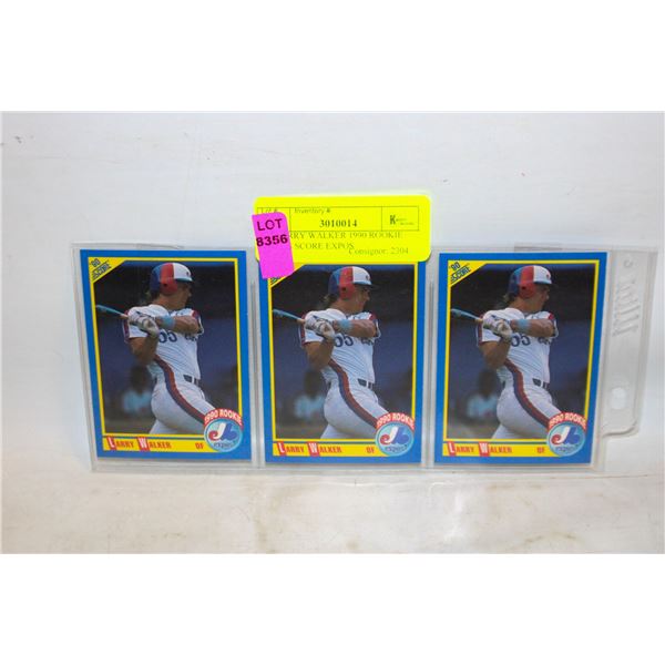 3X LARRY WALKER 1990 ROOKIE CARDS SCORE EXPOS