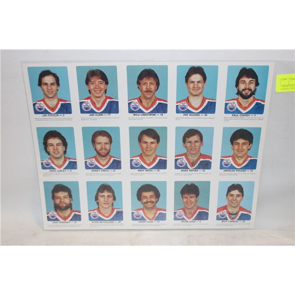 1984-85 UNCUT SHEET COFFEY FUHR MOOG