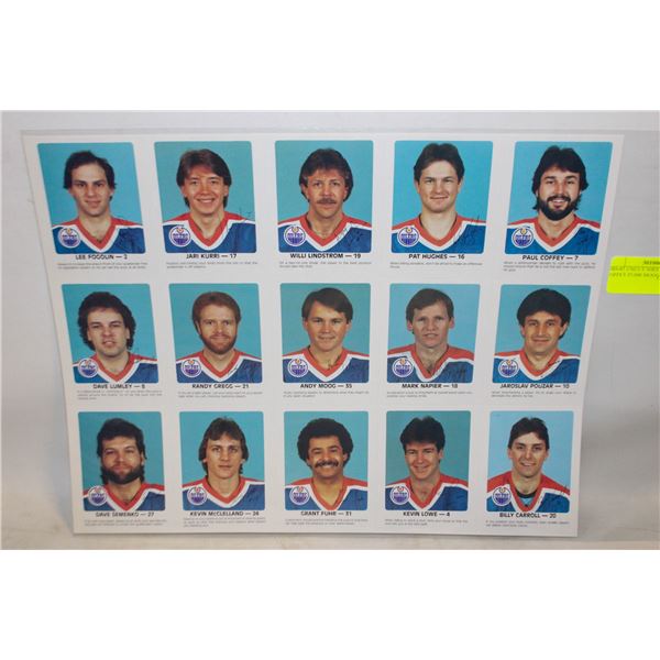 1984-85 UNCUT SHEET COFFEY FUHR MOOG