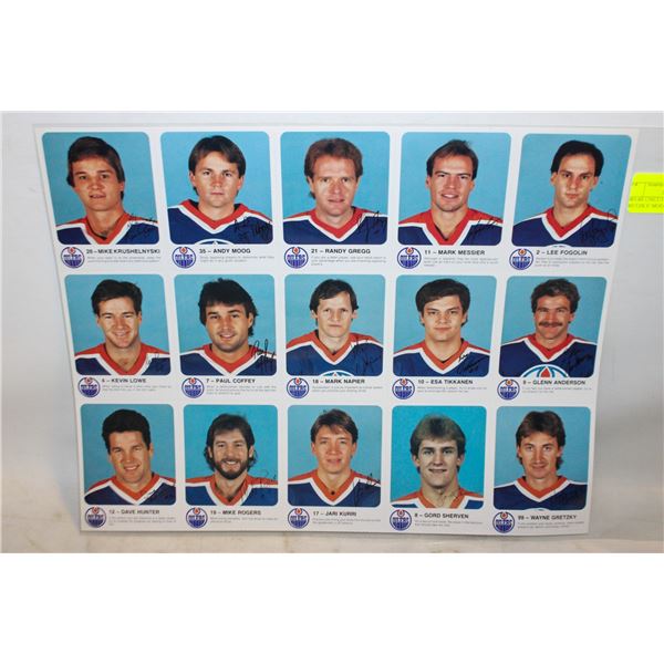 1985-86 UNCUT SHEET GRETZKY MOOG KURRI