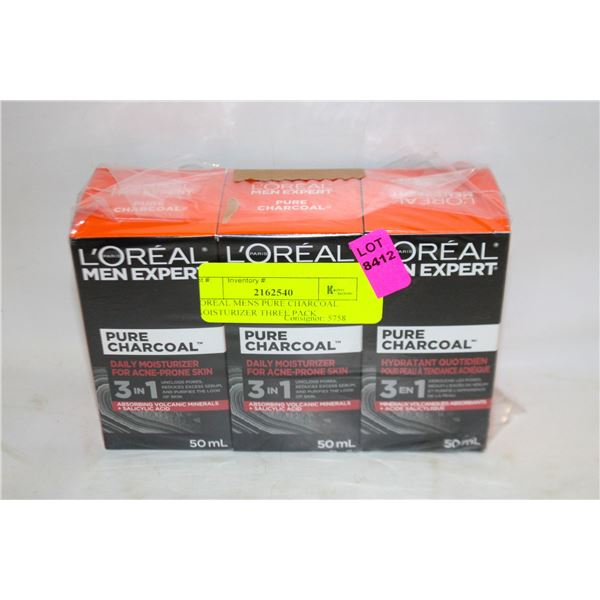 LOREAL MENS PURE CHARCOAL MOISTURIZER THREE PACK