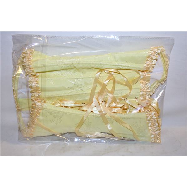 YELLOW SATIN CORSET BUSTIER WITH RUFFLE