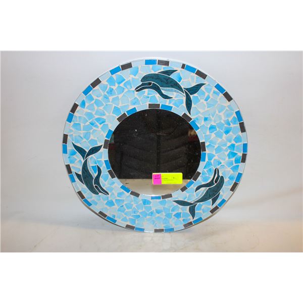 DOLPHIN GLASS INLAID WALL MIRROR-ESTATE