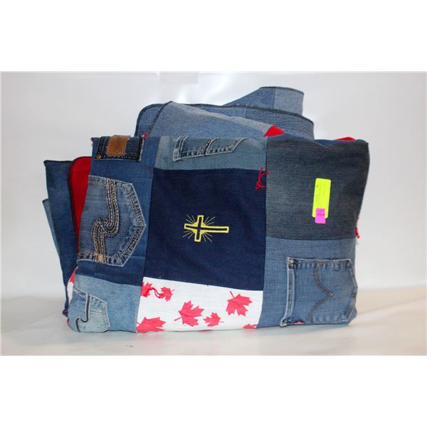 QUEEN DENIM PATCHWORK QUILT THICK-ESTATE