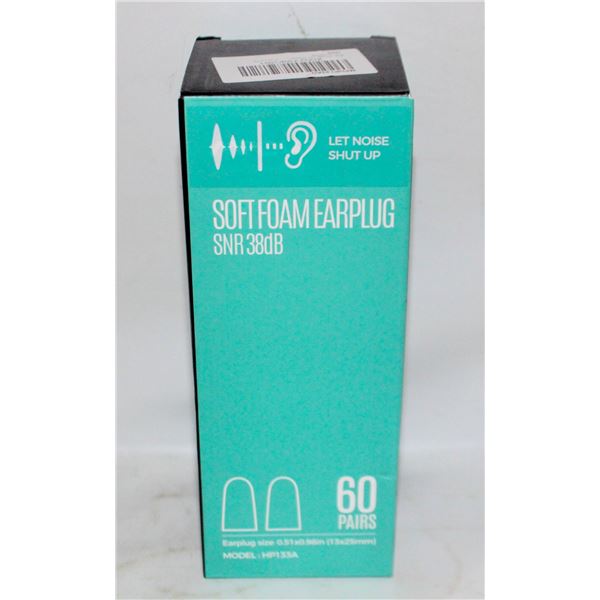 NEW 60 PAIRS SOFT EAR PLUGS