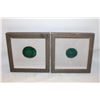 Image 1 : 2 GREEN AGATE SLICE SHADOW BOXES ART WALL