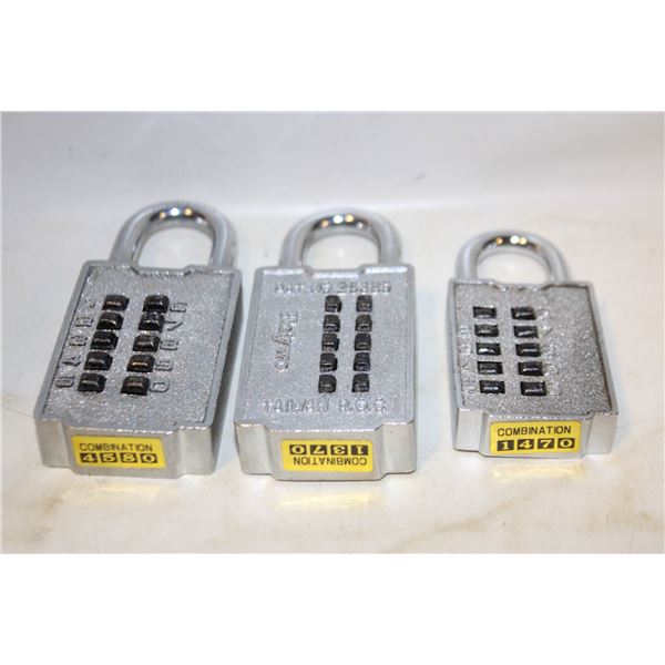 3 X COMBINATION LOCKS