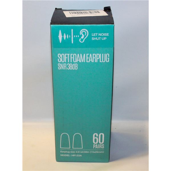 NEW 60 PAIRS EAR PLUGS