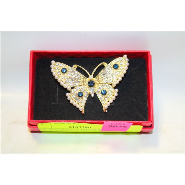 NEW BUTTERFLY BROOCH QUILTED RHINESTONE