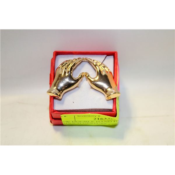 NEW DOUBLE HAND HEART-SHAPED BROOCH GESTURE