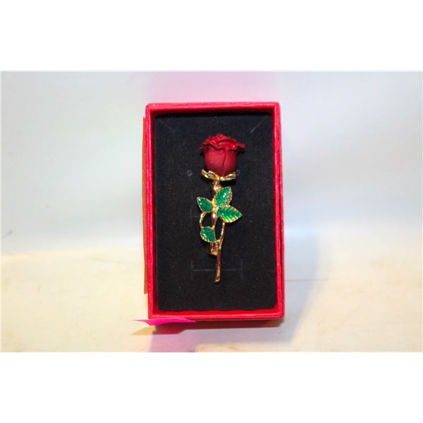 NEW ROSE BROOCH MATT RED FINISH DETAILED DESIGN