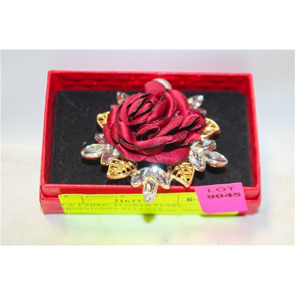 NEW FABRIC FLOWER PEARL RHINESTONES ACCENTS