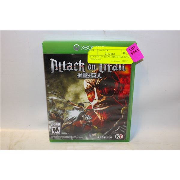 ATTACK ON TITAN XBOX ONE GAME ITEM AND