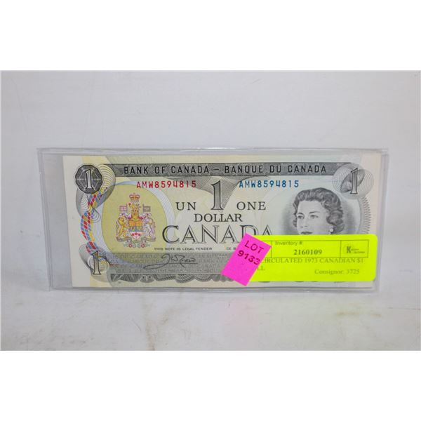 UNCIRCULATED 1973 CANADIAN $1 BILL