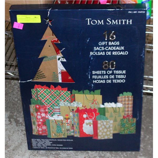 TOM SMITH PACK OF ASSORTED GIFT BAGS & TISSUES