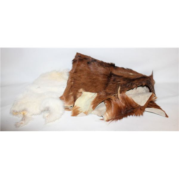 COWHIDE & RABBIT FUR PELTS TOGETHER-ESTATE