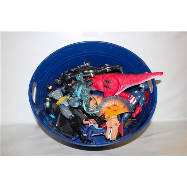 BIN OF DINOSAURS & SUPERHEROES