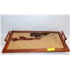 Image 1 : WOODEN SERVING TRAY WITH SERVING UTENSILS