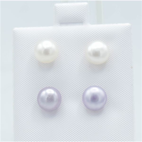 #167-NATURAL AKOYA PEARL STUD EARRING 2PAIR