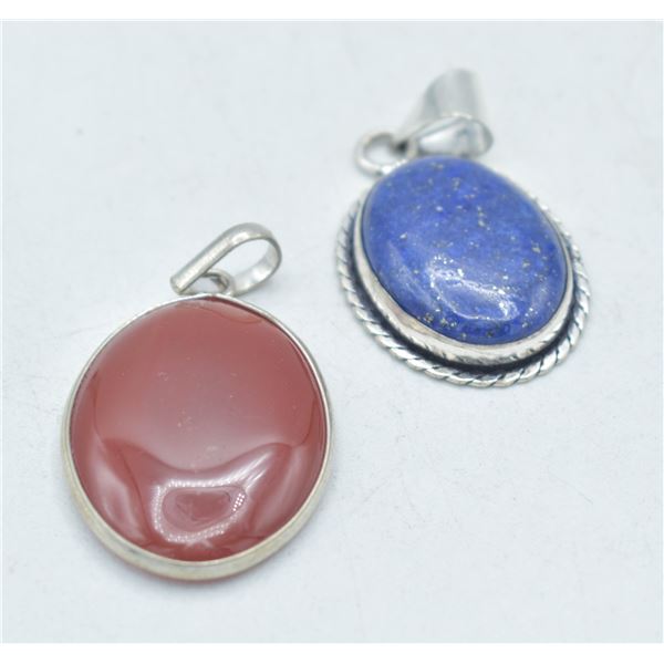 #233-NATURAL LAPIZ & CAMELIAN PENDNAT