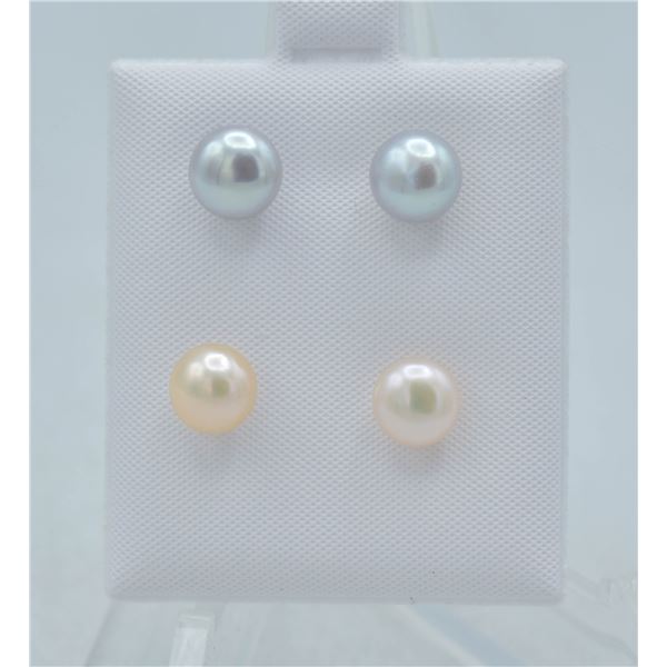 #176-NATURAL AKOYA PEARL STUD EARRING 2PAIR