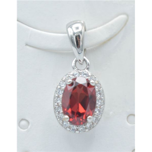 #188-NATURAL RED GARNET & CZ PENDANT
