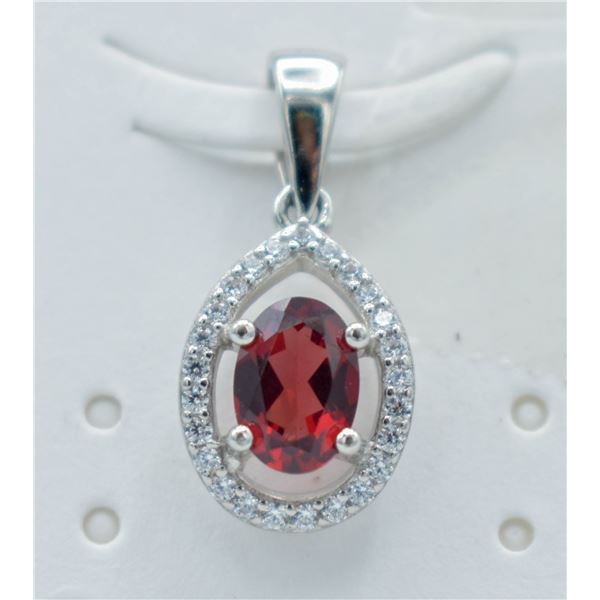 #192-NATURAL RED GARNET & CZ PENDANT