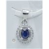 Image 1 : #199-NATURAL BLUE SAPPHIRE  & CZ PENDANT