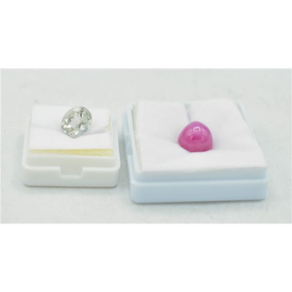 #140- NATURAL  RUBY 12.61 CT / GREEN AMETHYST 3.04