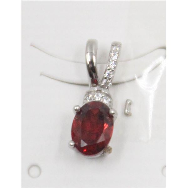 #183-NATURAL RED GARNET & CZ PENDANT