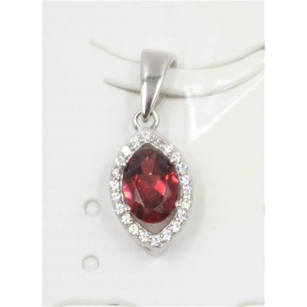 #185-NATURAL RED GARNET & CZ PENDANT