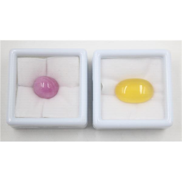 #139- NATURAL RED RUBY 17.87 CT /CHALCEDONY 16.60C