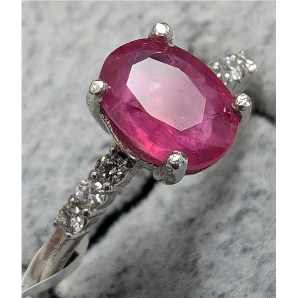 PLATINUM PT950 RUBY (1.1CT) DIAMOND (0.04CT)