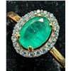 Image 2 : SILVER EMERALD (APP 1CT) RING SIZE 8