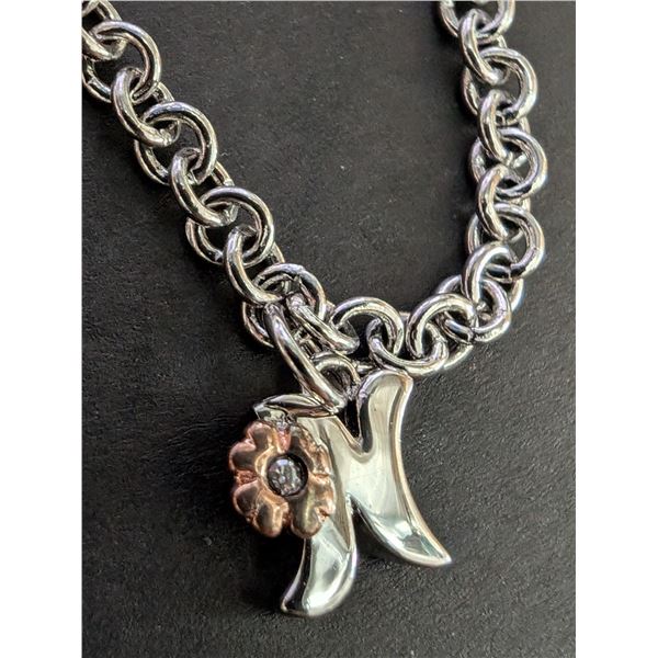 SILVER(3.61G) DIAMOND (0.005CT) BRACELET 6"