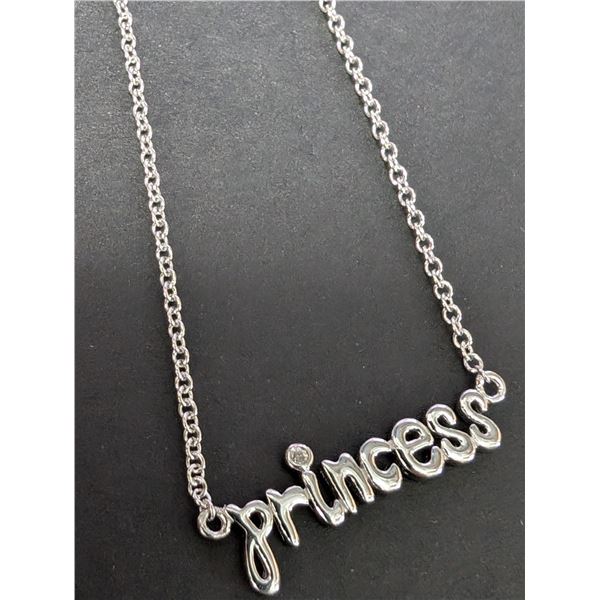 SILVER NATURAL DIAMOND NECKLACE 16-18"