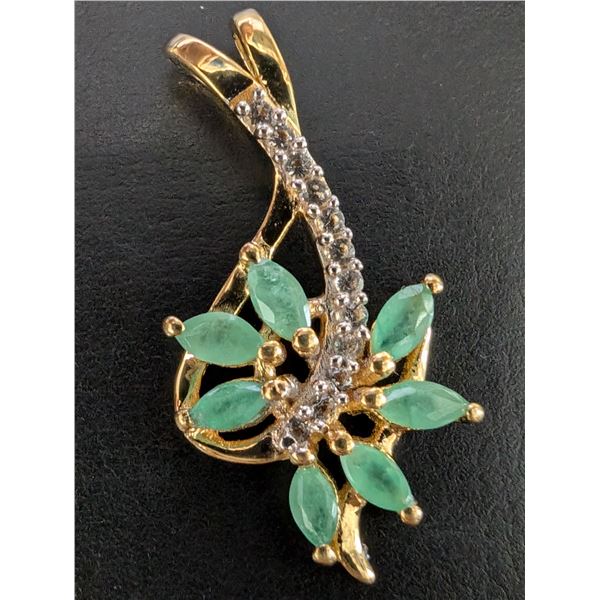 SILVER GENUINE EMERALD (0.6CT) PENDANT