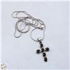 Image 1 : .925 SILVER TN-47 BLACK ONYX CROSS