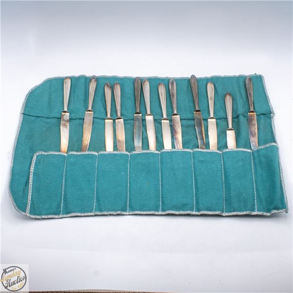 12 ANTIQUE 6" SILVER SPREADER KNIVES IN BIRKS