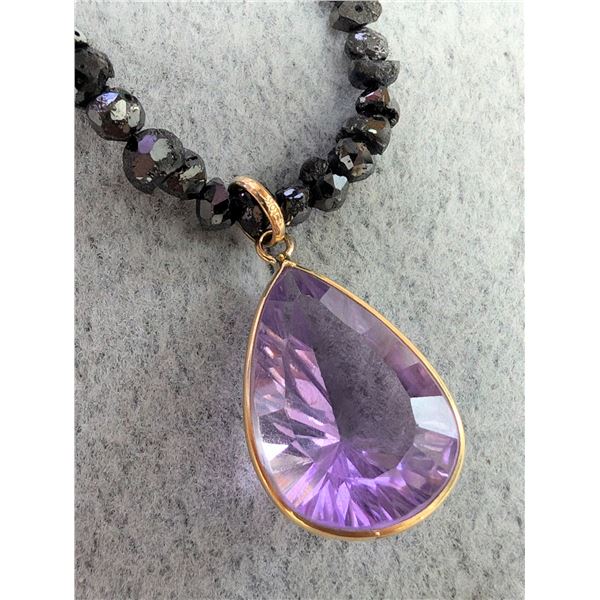 10K(7.11G) BLACK DIAMOND BEAD (7.5CT) AMETHYST 6CT