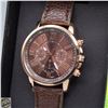 Image 1 : MEN'S WATCH WITH BROWN LEATHER STRAP &
