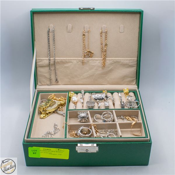 ESTATE JEWELRY BOX WITH A KEY - FULL OF JEWELRY