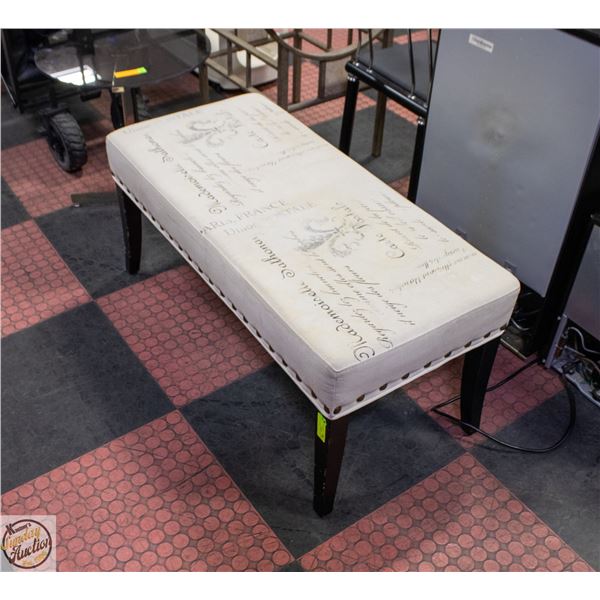 STURDY WOOD FRAME PADDED BENCH - PRINTED
