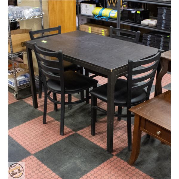 SOLID ESPRESSO WOOD TABLE WITH BLACK METAL